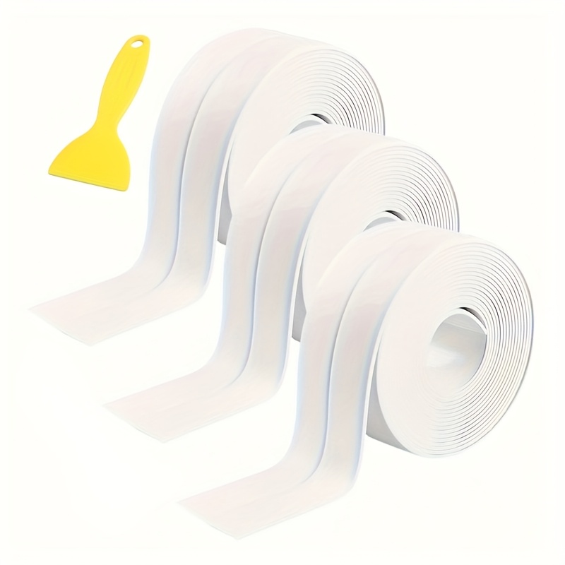 TEMU [Striscia Sigillante in PVC Impermeabile] 3pz Striscia Sigillante Autoadesiva in PVC, Nastro Sigillante per Doccia, Cucina, Bagno e Decorazione