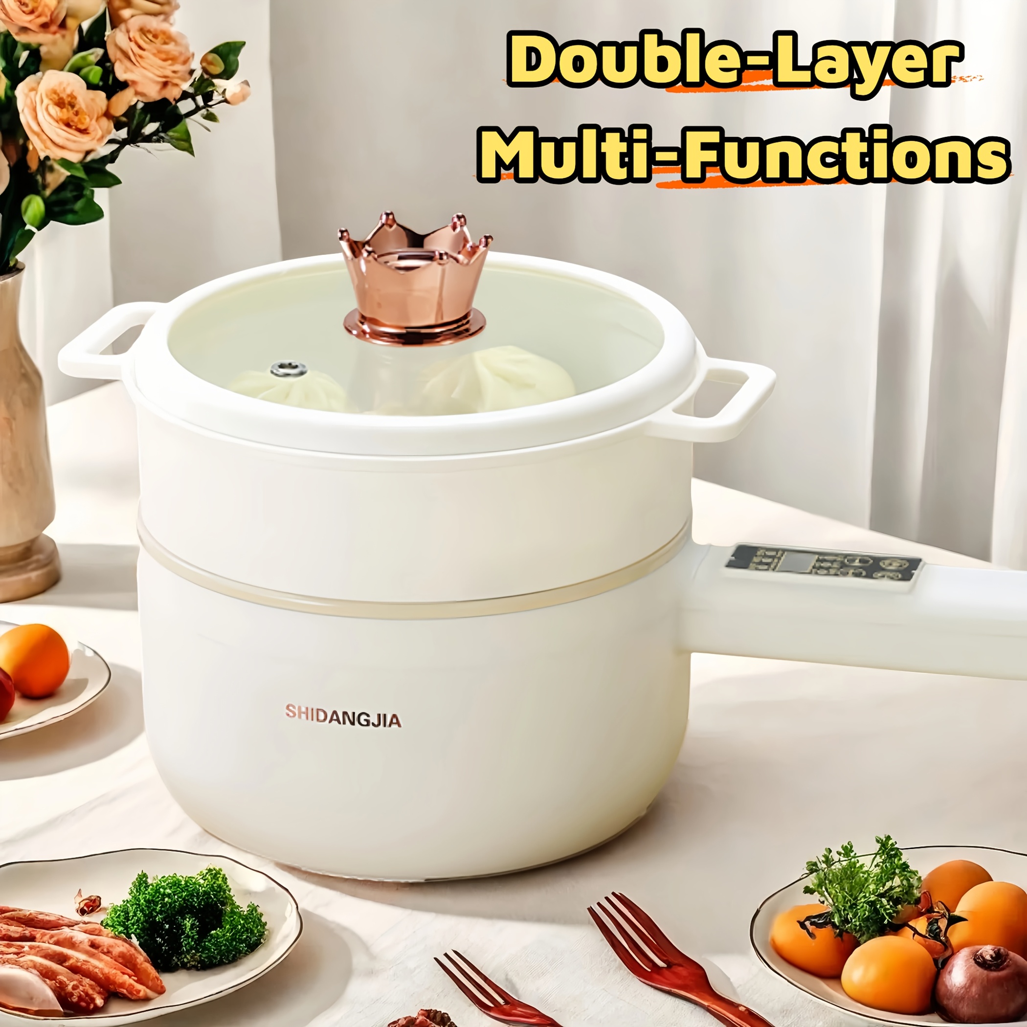 electric cooker electric hot pot non stick pan electric wok multi functional     screen integrated frying boiling steaming and braising   to clean suitable for hot pot kitchen student   etc 0