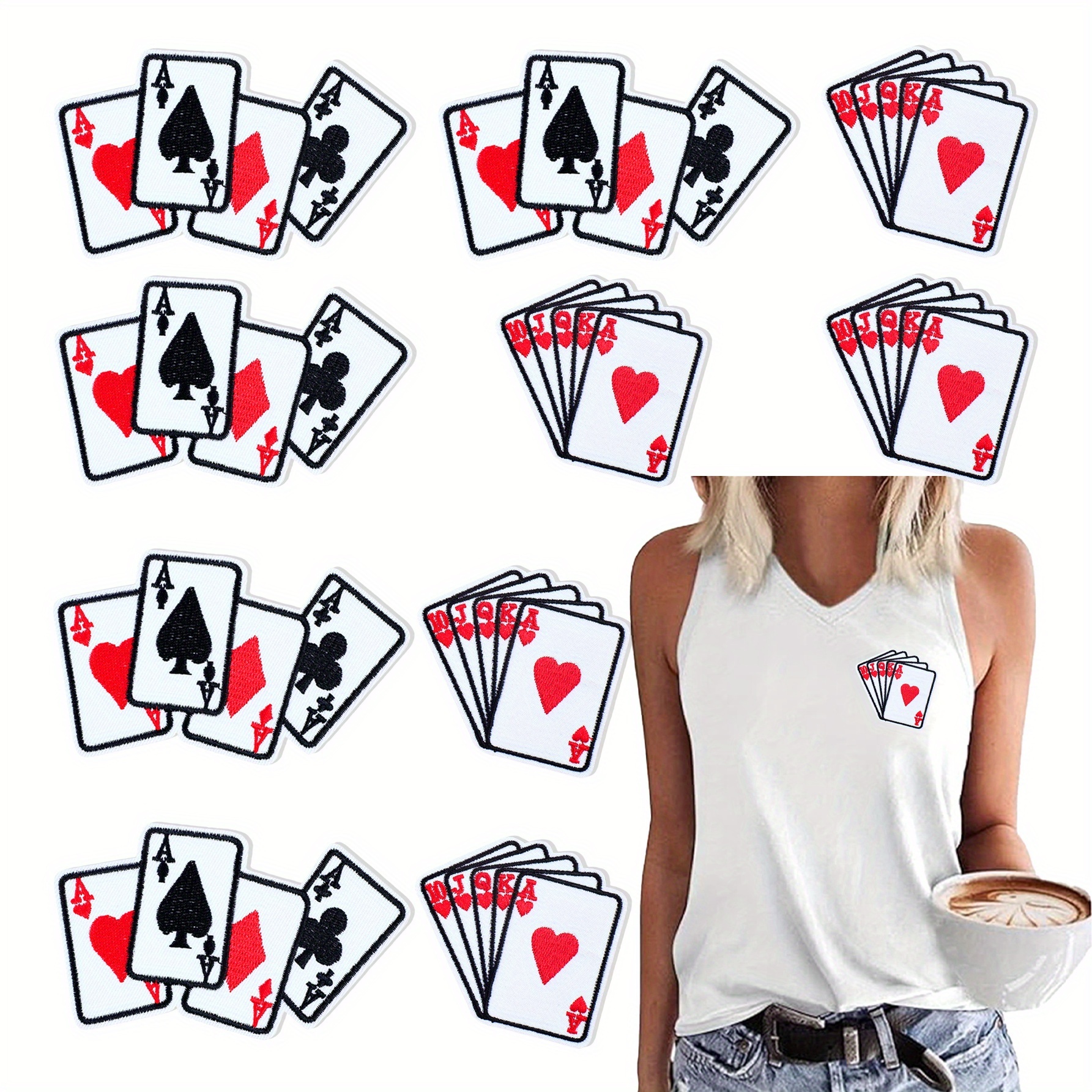 10pcs Poker Embroidery Patch Set, Suitable For , Shoes, Hats, And Bag Decoration