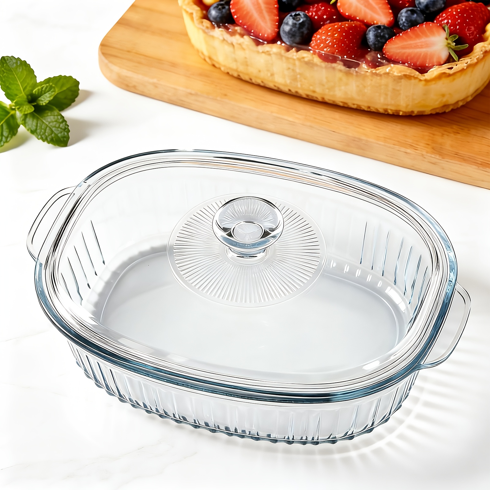 Image of Healthy Cooking With Heat-resistant Borosilicate Glass, Practical Glass Tureens With Lid, Multi-scene , Microwave-safe, Compact Size For Daily Small-portion Cooking