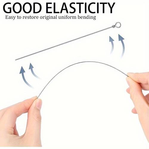 60pcs fishing looped spinner shaft stainless steel wire spinner shafts for lure making fly tying spinners connectors long shank swivel rings for fishing durable wire