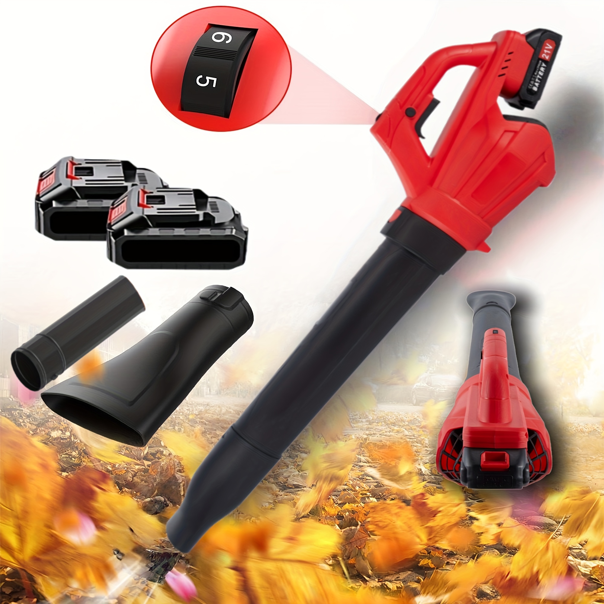 TEMU Leaf Blower Cordless Compatible With 21v Battery, 30000rpm Cordless Leaf Blower, Battery Powered Leaf Blowers For Town Care, Patio, Blowing