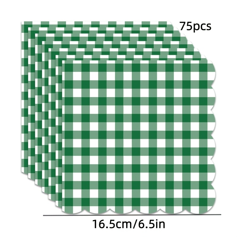 TEMU 75pcs Dark Checkered Napkins Suitable For Picnics, Birthdays, Weddings - Fan-shaped Disposable Table Papers, 6.5x6.5 Inches, Suitable For Golf