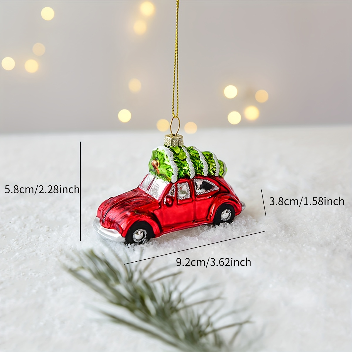 1pc, Christmas Glass Snowman Car Mailbox Ornament Hanging Decoration For Holiday Window Display, Perfect Festive Scene Decor And Ideal Gift