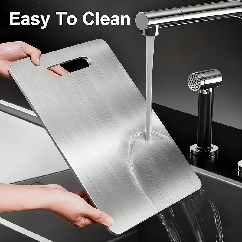 TEMU Premium Cutting Board-double-sided, Stainless Steel Kitchen & Dining Version, Cost-effective Model Ideal For Small Kitchens, Rvs, And Compact