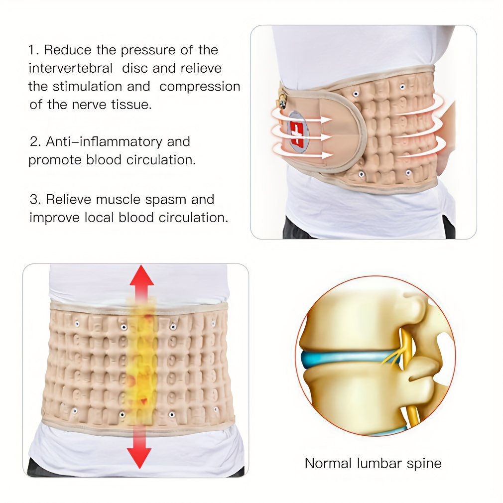 inflatable waist support belt for adults adjustable unisex ergonomic back brace with magnetic   closure breathable design for spinal   back     sports use inflatable back brace adjustable strap design   closure details 2