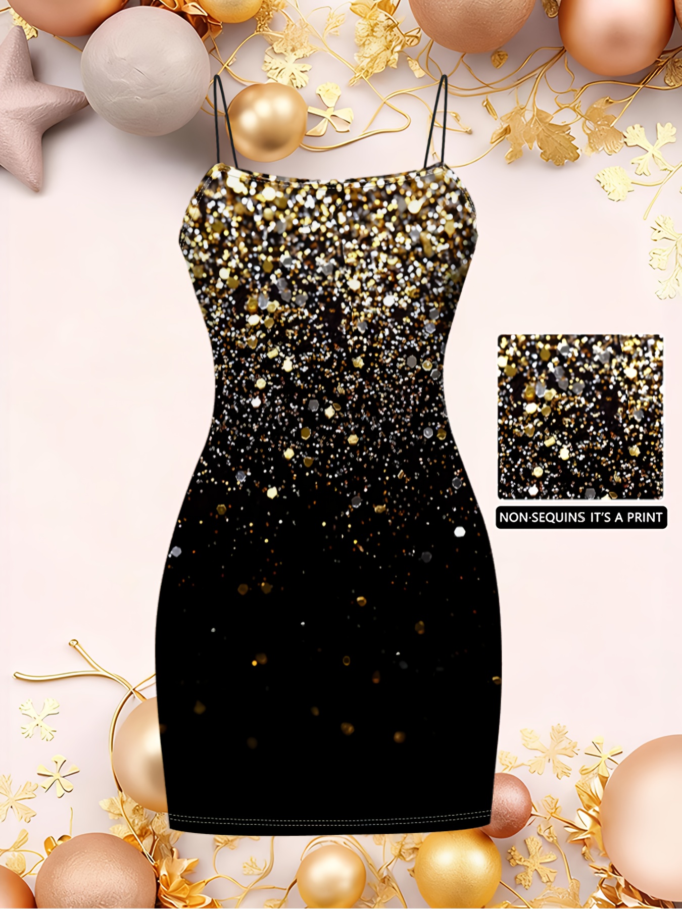 slim fit dress slacks Rose Gold Life of The Party Dress - Xs Ellae Lisque - Perfect for Date Nights & Events main image 0