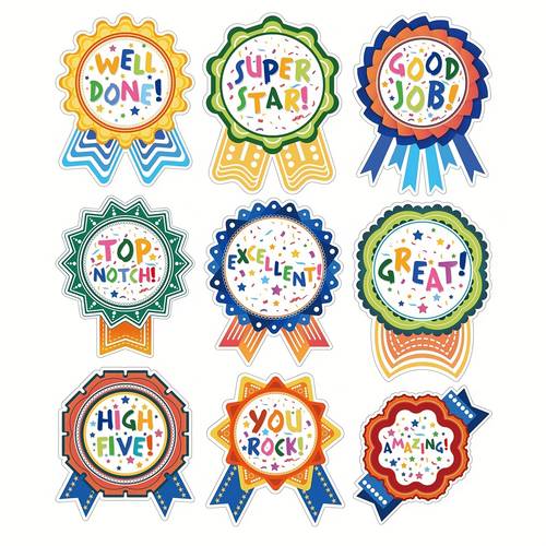 90pcs classroom reward stickers with 9 medal designs encouraging phrases suitable for students teacher incentive stickers 10 sheets motivational medals good student