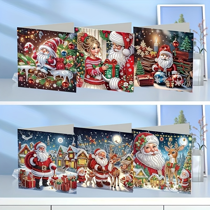 

6pcs Santa Claus Greeting Card Diy Christmas Theme Greeting Card Gift Envelope