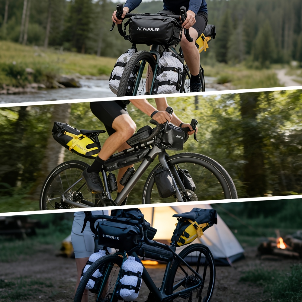 NEWBOLER Bicycle Handlebar Bag, 7L Large Capacity Bike Bag, PVC Bike Front Bag, Suitable for MTB Road Bike, Bike Handlebar Bag Cycling Accessories