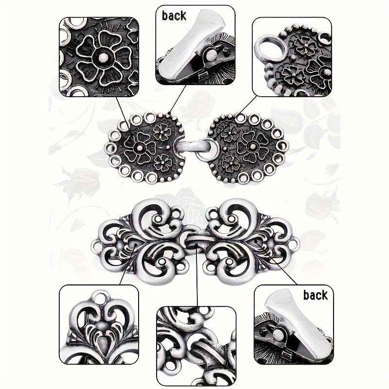 vintage silvery sweater clips set 1 4 pieces anti   cardigan collar clips decorative cinch for scarves shawls and dress shirts secure stylish clothing accessory Product details 2