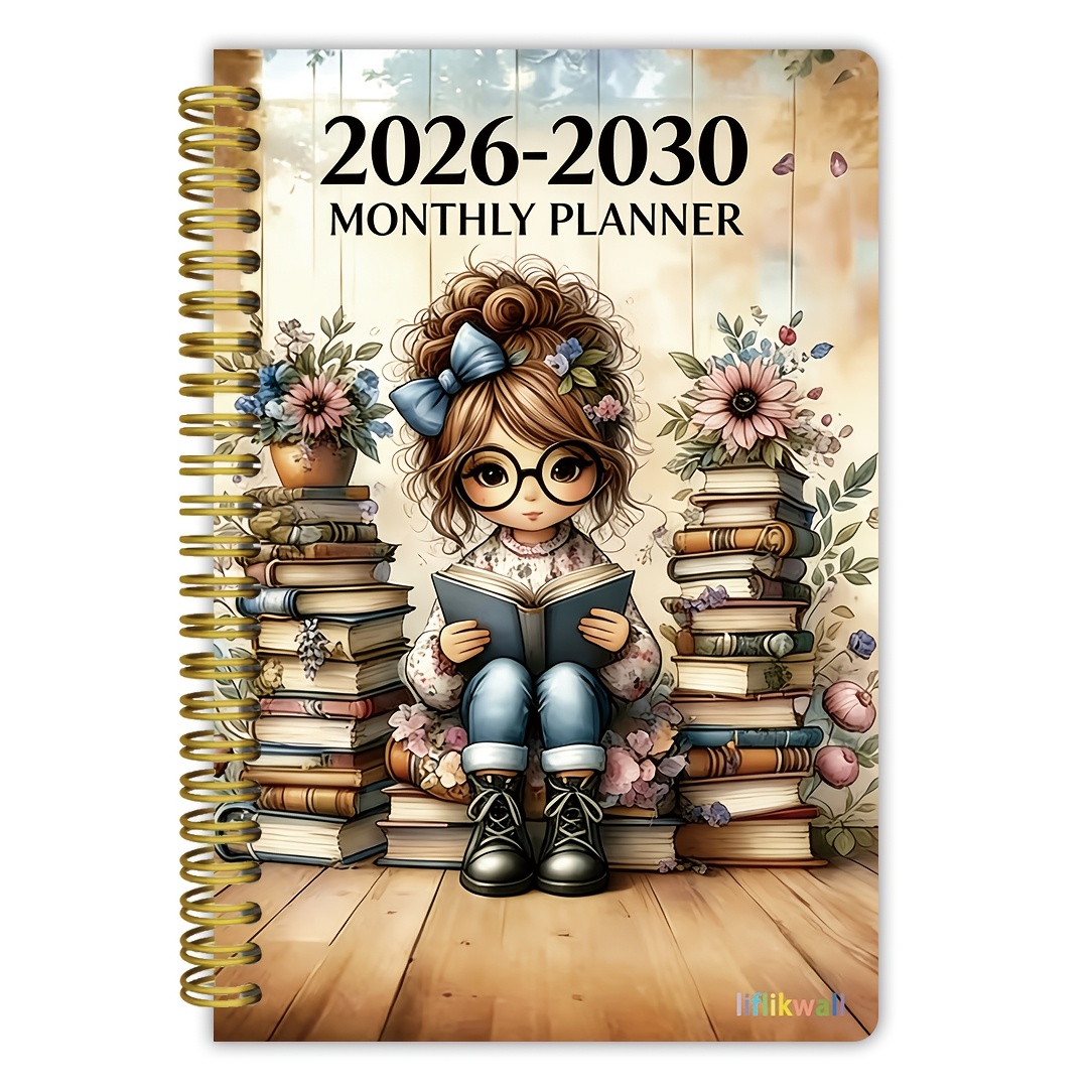 TEMU 1pc Plan For 2026-2029, 5.5x8.3 Inches, 51 High-quality Double-sided Inner Pages, Durable Spiral Binding, Suitable For , Work, And Portable