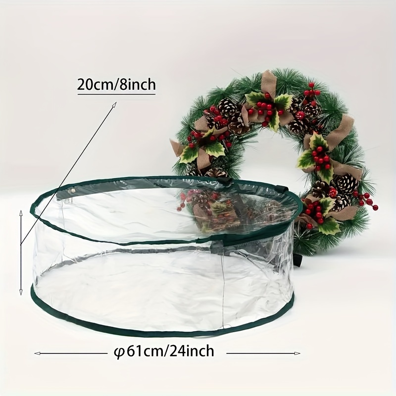 TEMU Clear Pvc Christmas Wreath Storage Bag - Durable, Zippered Organizer With Handles For Decorations (24