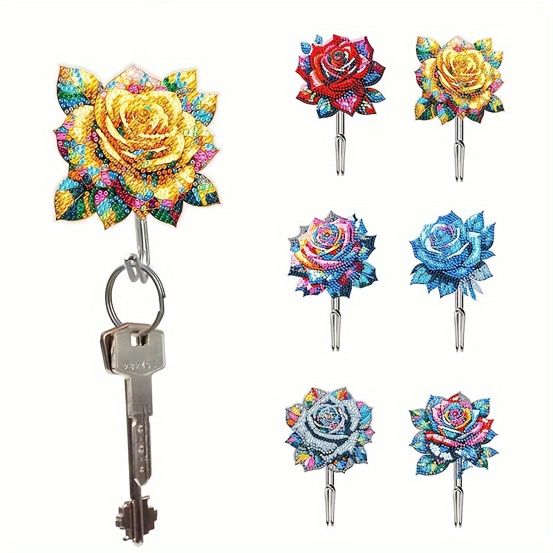

6-piece Diy Diamond Painting Key Hook Set - Sparkling Resin Wall Decor, No-drill Acrylic Hanging Hooks For Home Decoration Diamond Painting Hanging Kits Diamond Painting Hanging Pendant