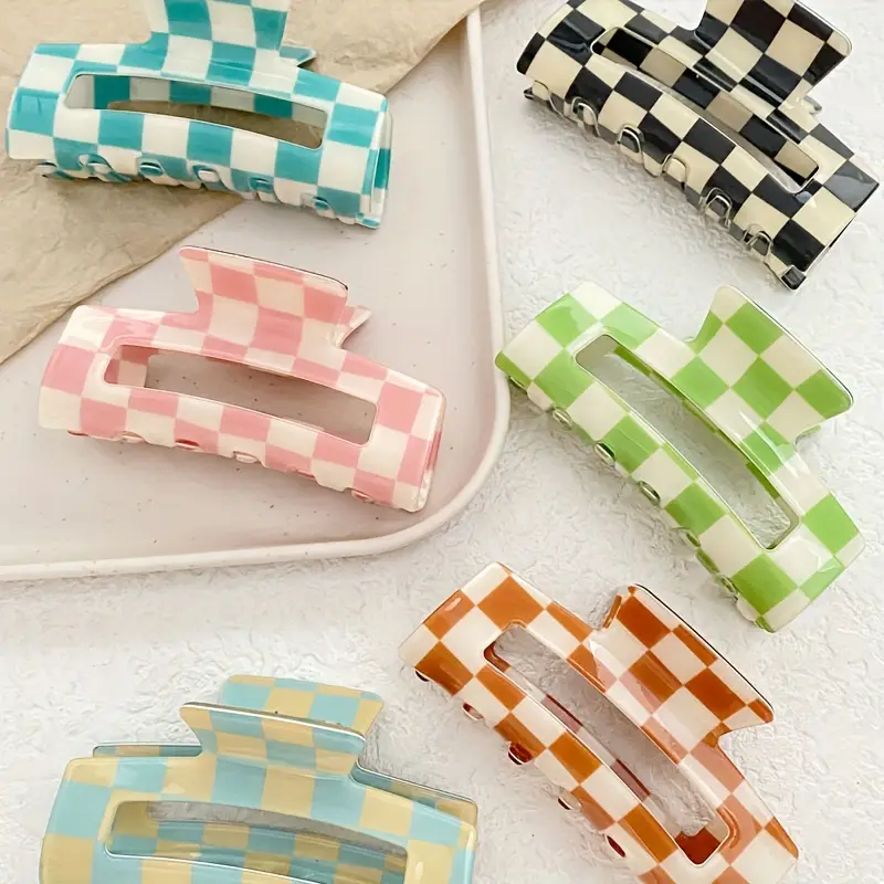 6pcs of womens hair clip checkerboard square hair clip sweet dopamine hair accessory suitable for vacation leisure daily commuting thanksgiving Product details 1
