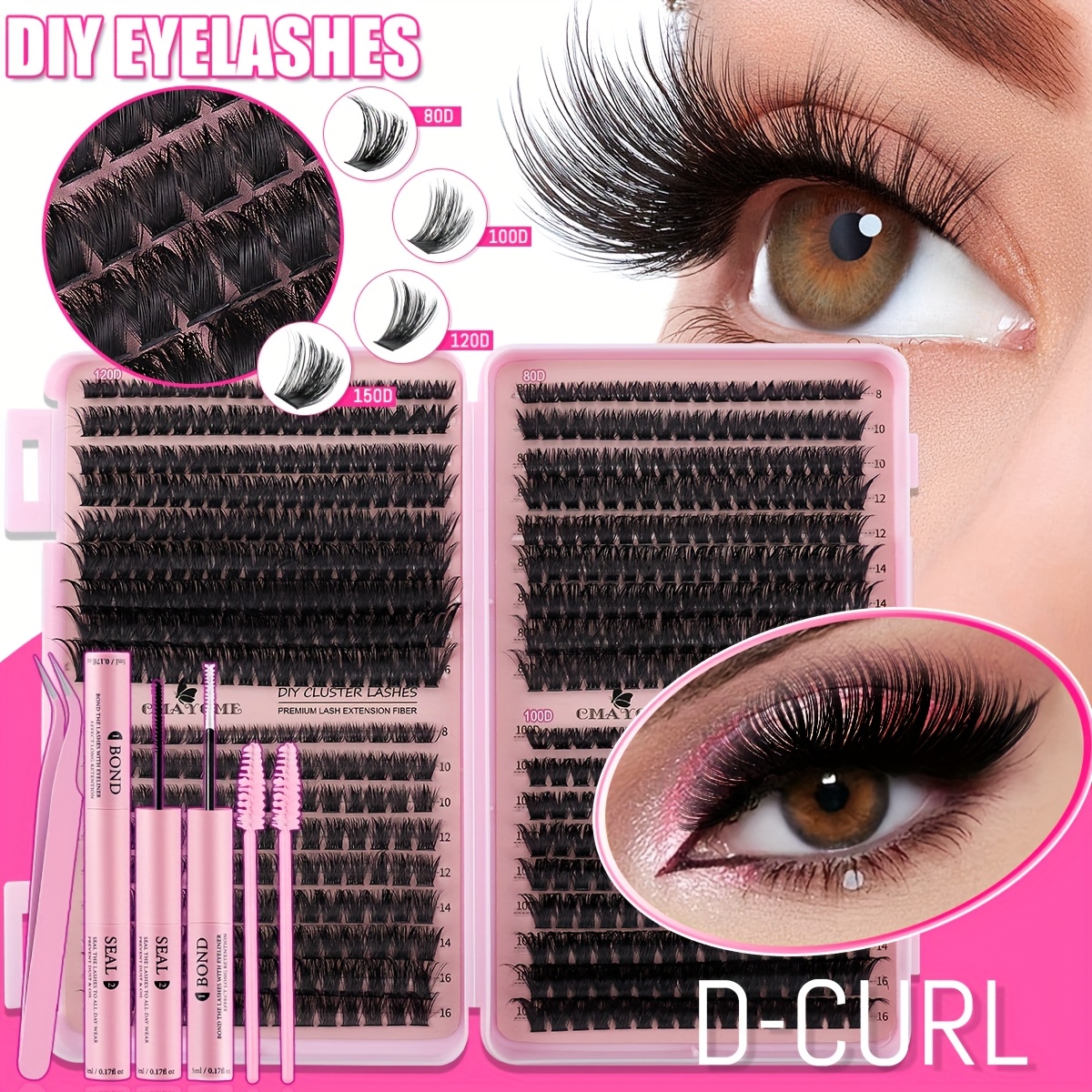 160 621 640  false eyelash kit 100d 120d ultra thick dd   8 16mm lashes   mink       reusable comfortable   date festival   bestseller       0