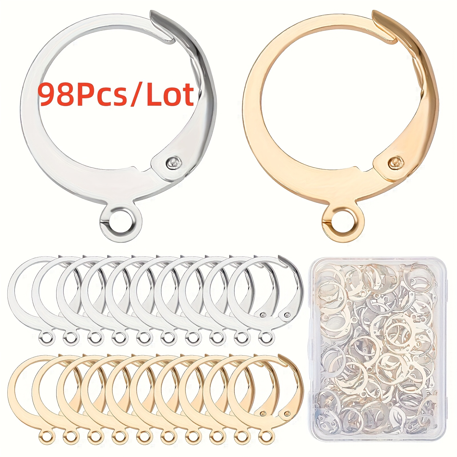 Image of 18/48/98pcs/lot Earring Findings Leverback Earring Hooks Hypoallergenic Huggie Lever Back Ear Wires For Jewelry Making