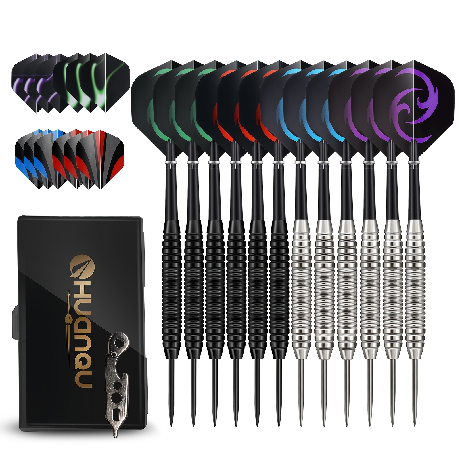 TEMU 12-delige Professionele Hard Dartset 20G Puur IJzer Competitie Dartnaalden Coole Spiraal Dartvleugel Stabiele Vlucht Trajectoire Valbestendig En