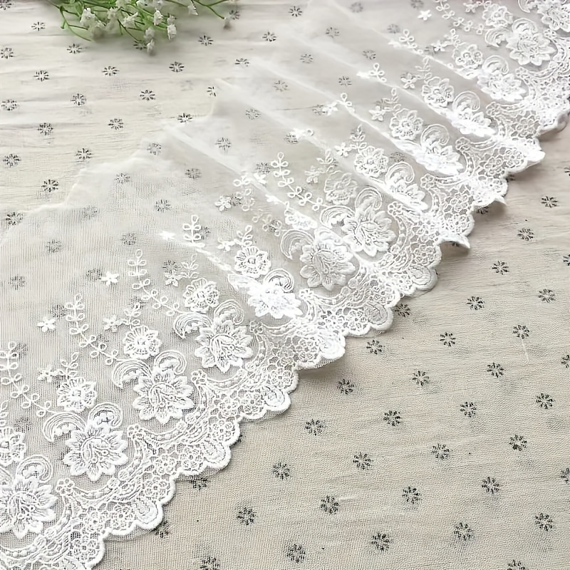TEMU Dentelle Brodée Non-Élastique à Appliqué de Rose Européenne, Bordure pour Rideaux, Nappes, Housses de Table, Accessoire DIY pour Mariée