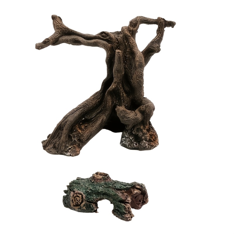 2pcs Fish Tank Cave Tree Bark Micro Landscape Ornaments