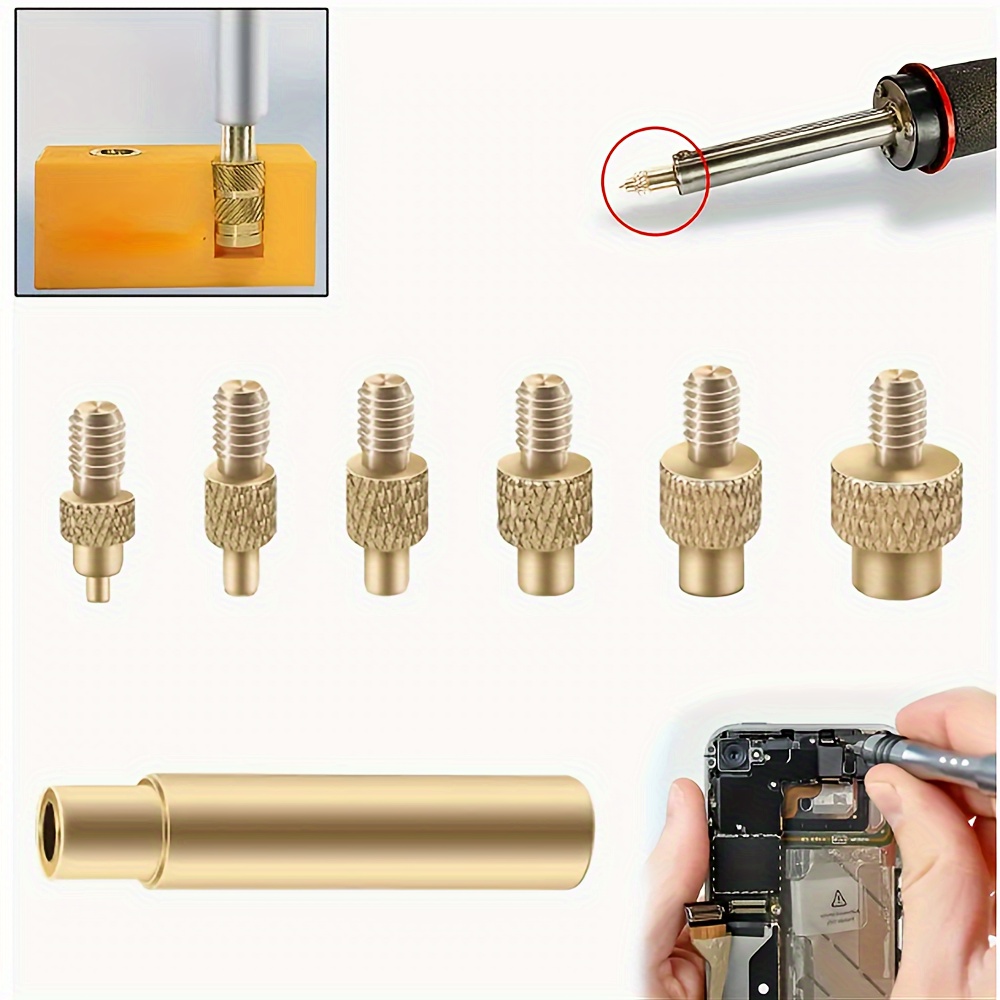 

Heat Insert Brass Nut Kit, 3d Printer Accessories Voron2.4 Nut Press Head Universal 936 Soldering Iron Head Nut Tool A Box Of 7pcs 1pc