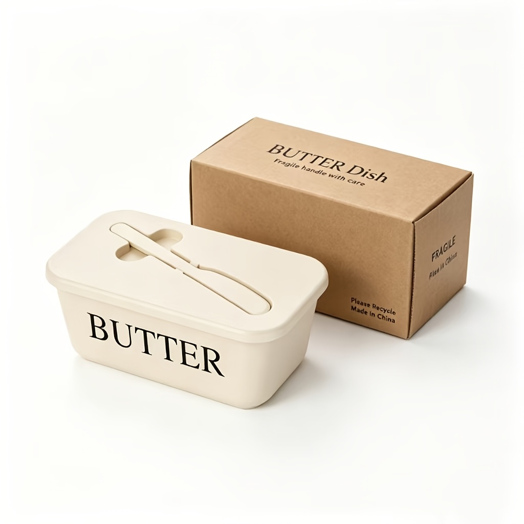 Image of 2026 New Butter Dish With Scraper, Storage Box, European Style, With Lid For , Holiday Gift
