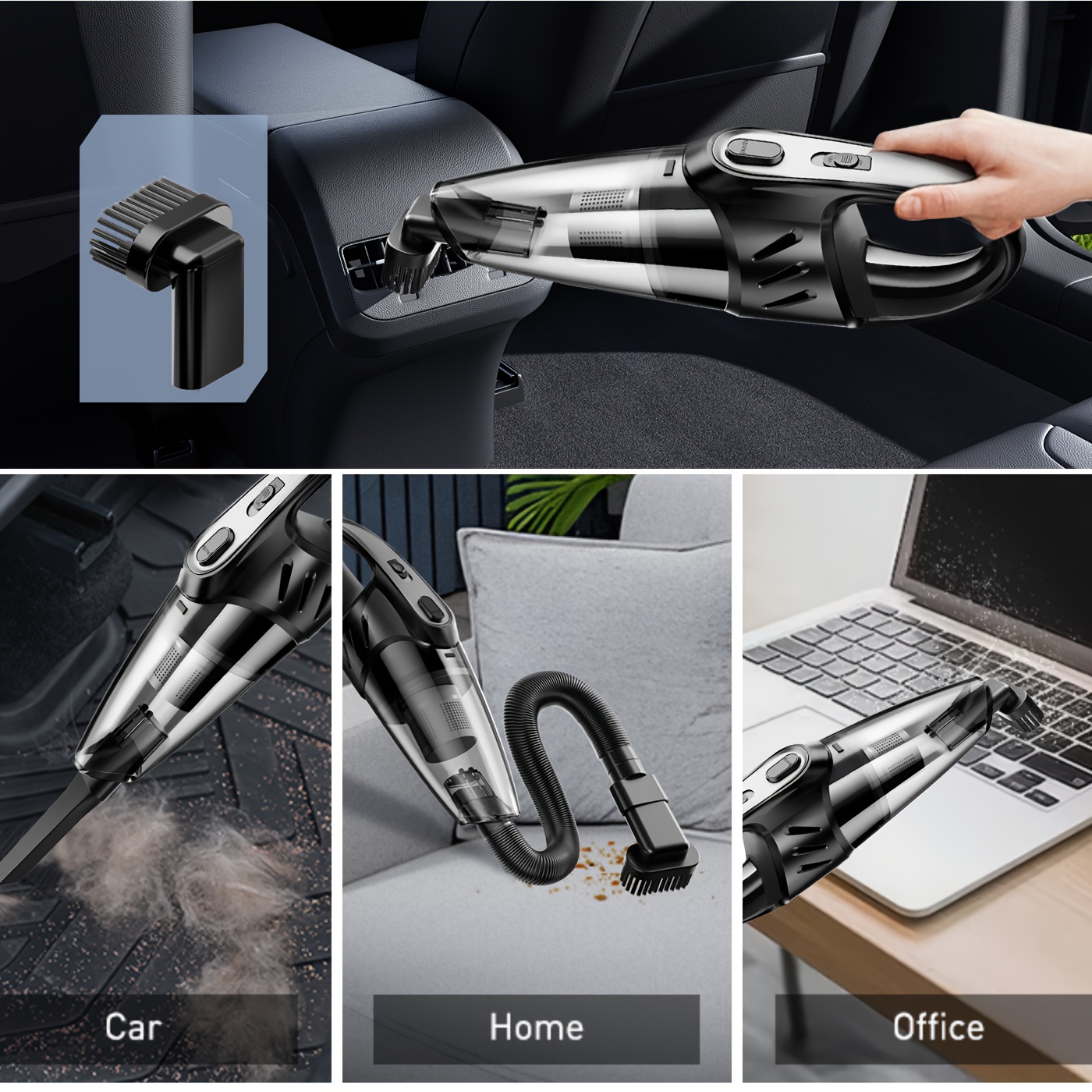 Stofzuiger, Sterke Zuigkracht, Handstofzuiger, 2000mAh Grote Capaciteit, Laag Geluidsniveau, Inclusief 5 Accessoires, Huishoudelijke Stofzuiger, Mini Stofzuiger voor Auto Interieur Reiniging, Dierenhaar, Keuken, Huishoudelijke Schoonmaakartikelen, Auto Accessoires, Auto Benodigdheden Cadeau