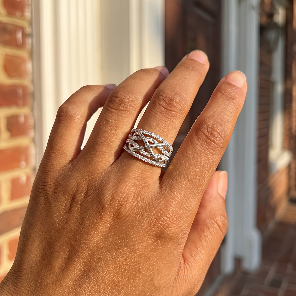Skeleton Cubic Infinity Ring for Women, Elegant Gift