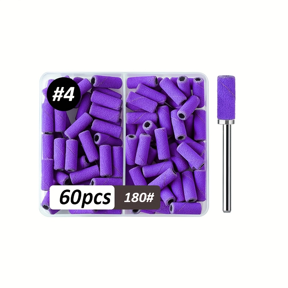 60pcs Sanding Bands For Nail Drill Nail Drill Bits Set, Small Sanding Bands With 1 Bit,180 Fine For Acrylic Gel , Nail Accessories