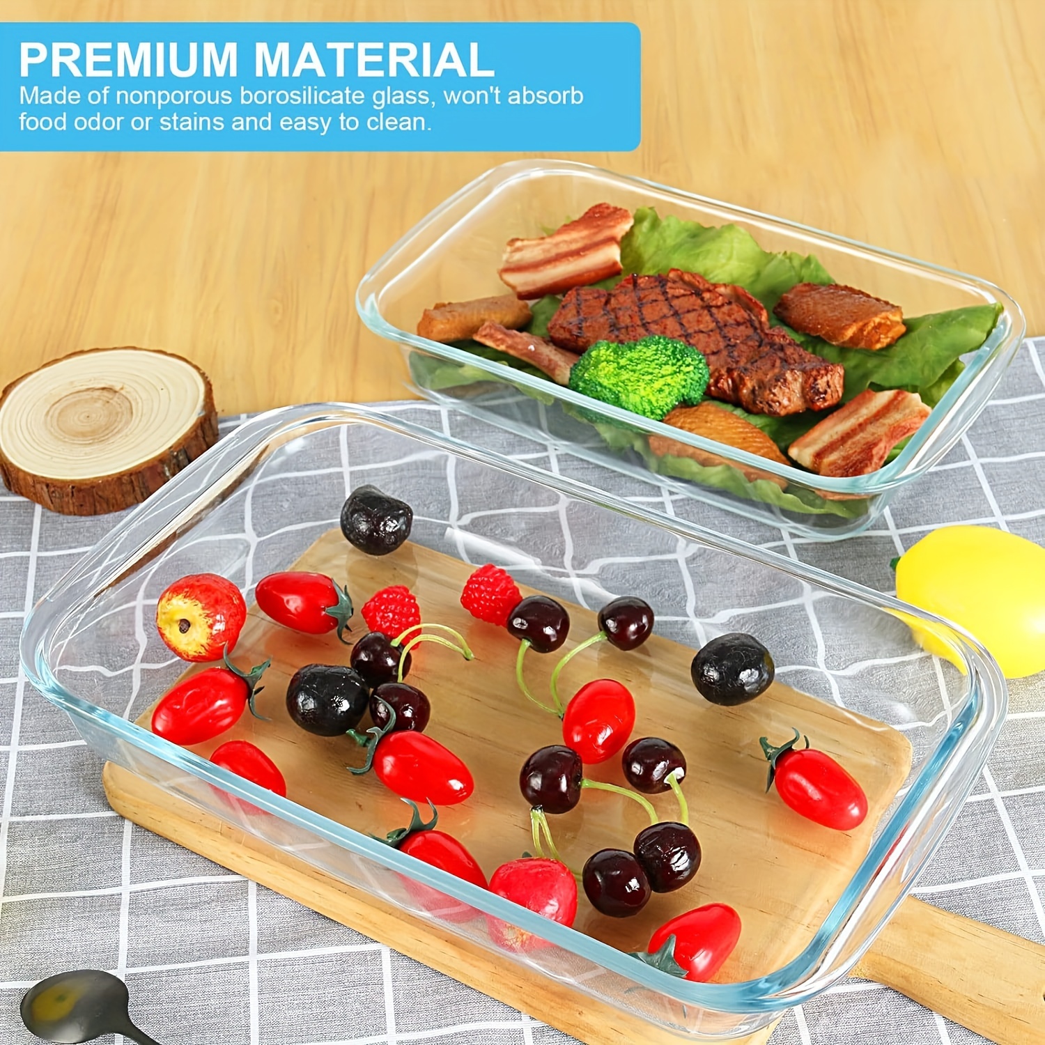 

2pcs, Glass Baking Dish, Tempered Glass Baking Pan, Microwave And Oven Safe, Home Kitchen Accessories