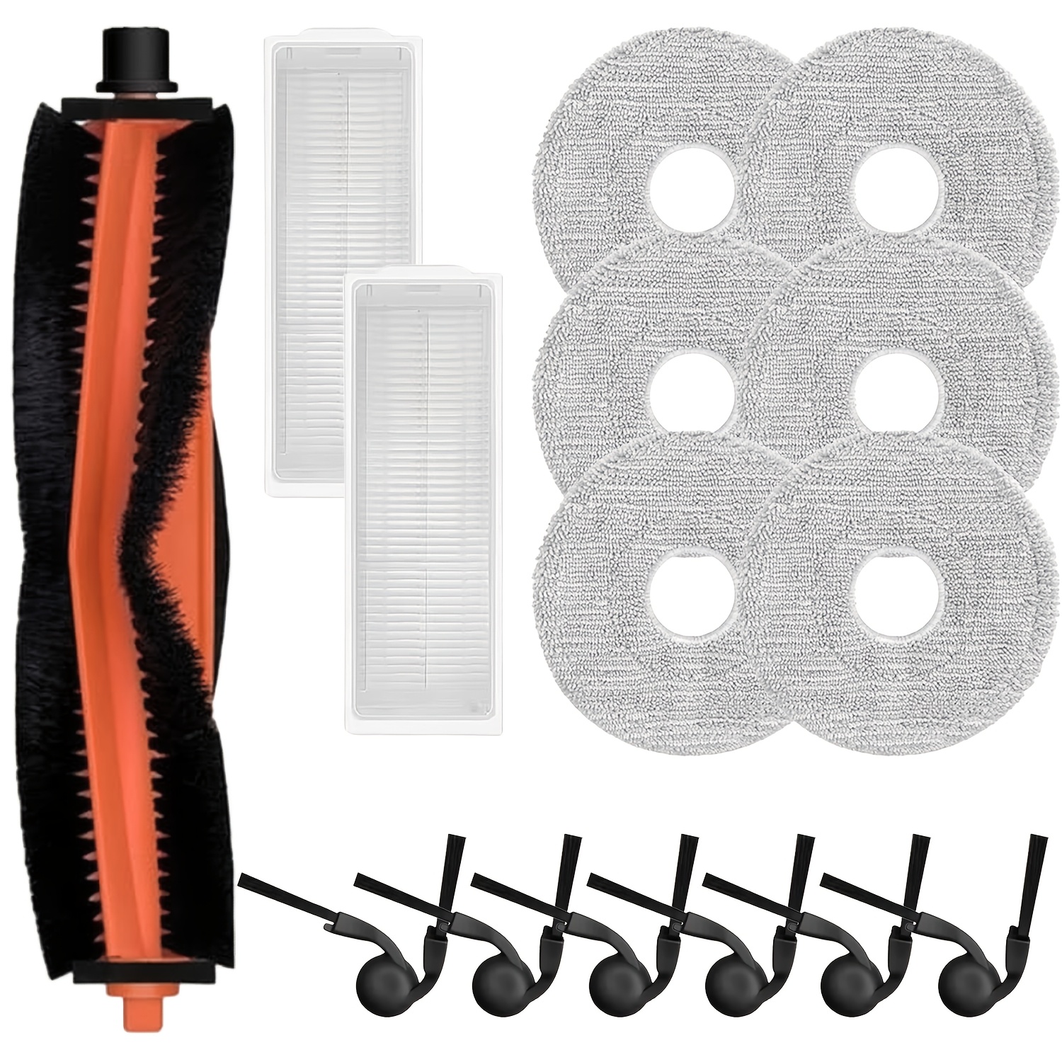 TEMU 15pcs Additions Kit For Xiaomi S40 Pro / Ov71gl Robot Vacuum, 1 Main Brush, 2 Filter, 6 Side Brushes, 6 Mop Pads