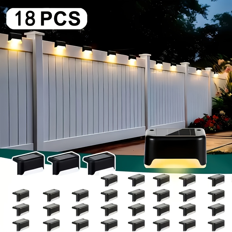 TEMU 36pcs/ 18pcs Outdoor Solar Led Step Lights - Sensing Automatic Switch, Continuous Lighting For Outdoor Stairs, Fences, And . , Ideal Step Lights