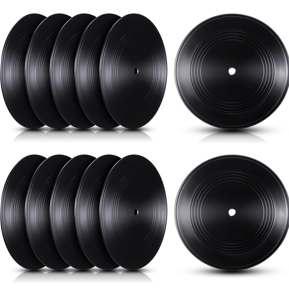 Image of 12pcs Blank Plastic Records 7 Inch Black Plastic Fake Albums Record For Room Wall Aesthetic Decoration Independent Aesthetics Room Decor