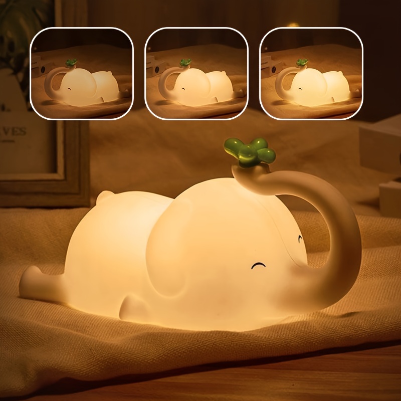 

Usb Rechargeable Elephant-shaped Night Light, Silicone Pat Lamp For Sleeping, Portable Induction Design, Creative Bedside Stand