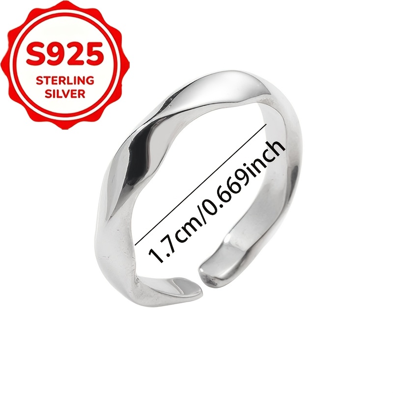 Women's S925 Silver Möbius Wave Open Ring, Versatile Gift