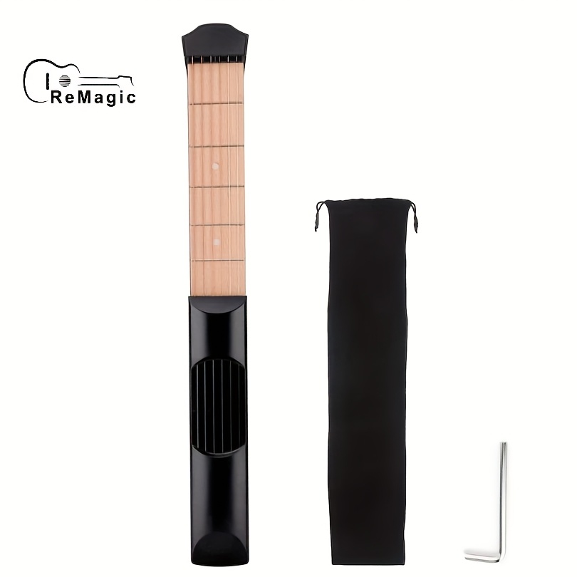 

Portable 6-string Maple Fingerboard Guitar Practice Tool With Tuning Wrench And Velvet Bag - Black, Ideal For Beginners