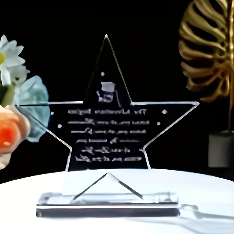 TEMU de Estrella de Cristal 2D con Base - Texto Personalizado, Adecuado para