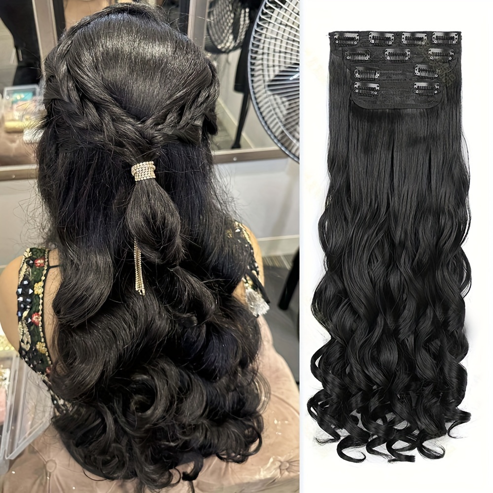 20 Inch Curly Clip-In Hair Extensions, 4PCS Synthetic Wave Hairpiece Amazon.com : Megito 4Pcs Clip in Hair Extensions 20 Inch  main image 3