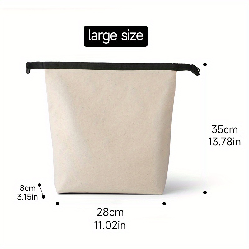 TEMU Non-food Contact Large Capacity Insulated Lunch Bag - Durable Polyester Canvas Lunch Tote With Sturdy Handles, White Rectangular Thermal Food
