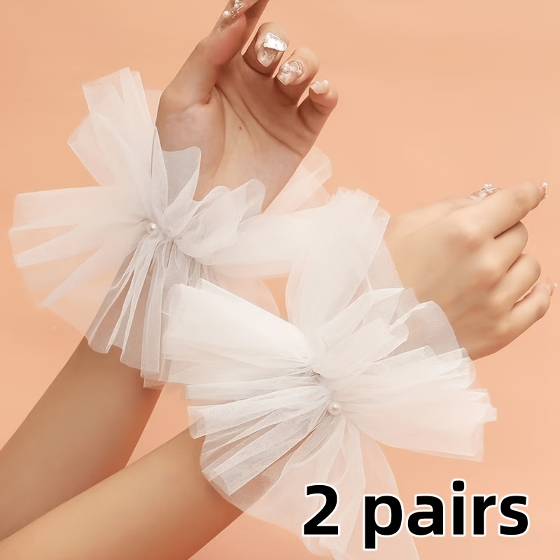 TEMU Short Lace Arm Sleeves, Fashionable Beaded Mesh Sleeves, Simple And Stylish Lace Sleeves, Fake Sleeves For Nail Art And Photography, Arm Covers