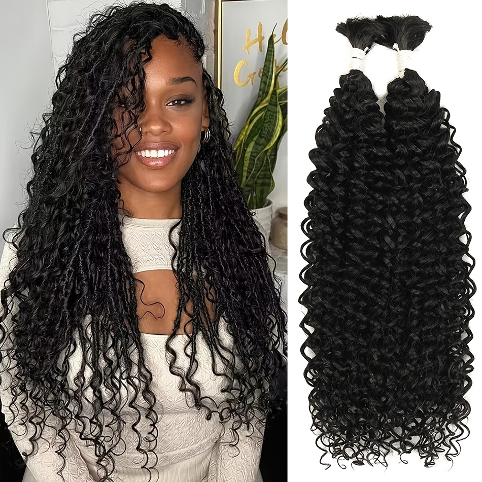 TEMU 2pcs/pack Bulk Braiding Hair Deep Wave Hair Synthetic Loose Deep Wave Braiding Hair Extensions No Weft Boho Braids Bulk Extensions 30 Inch