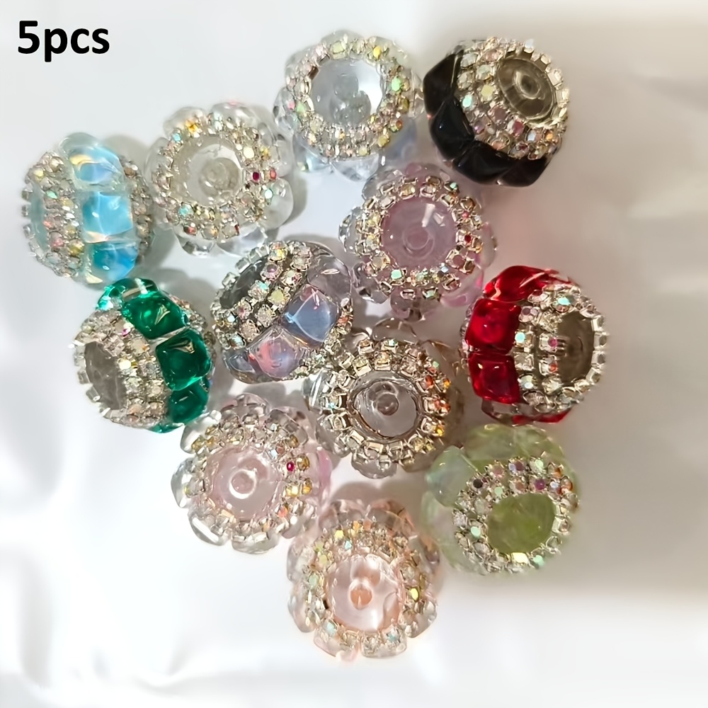 TEMU 5pcs Square Flat Beads, Random Mixed Colors, Suitable For Diy Keychains, Phone Charms, Beaded Pens, And Other Accessory Components