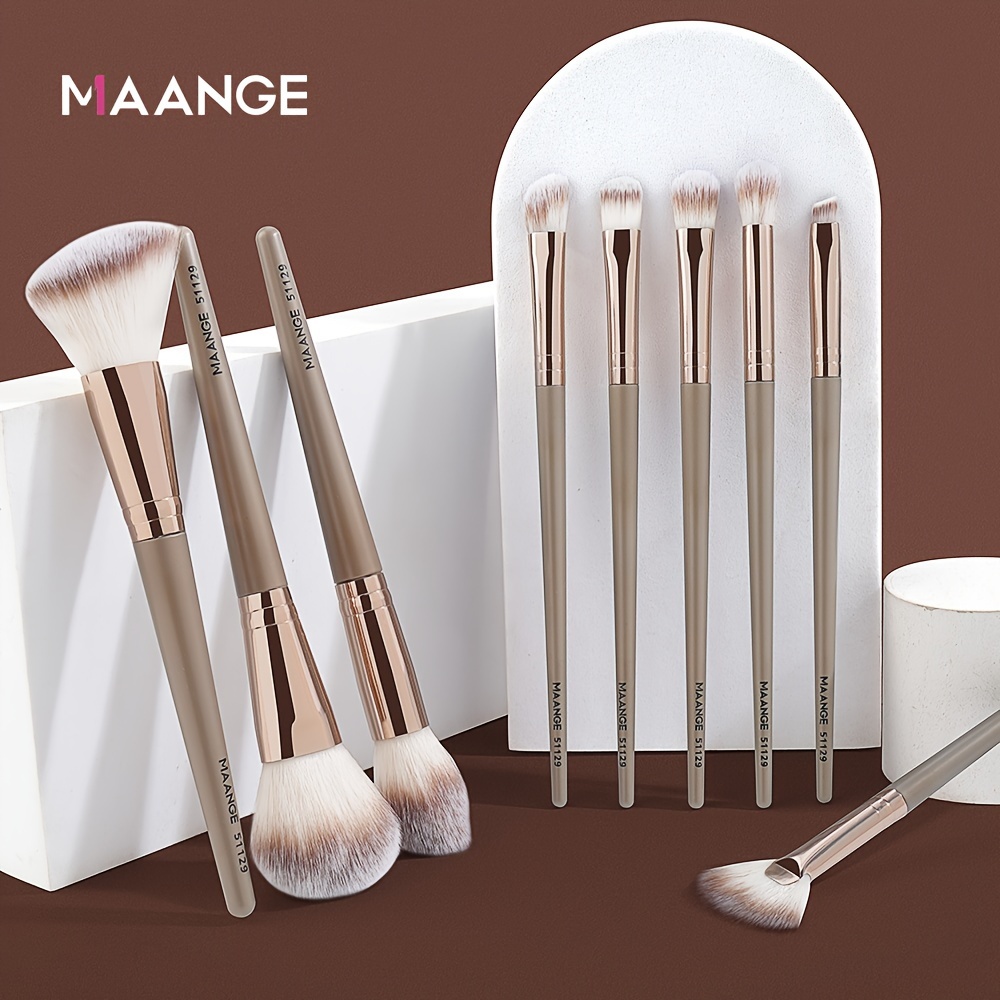 

Maange 9pcs Professional Makeup Brush, Makeup Tools With Soft Fiber, Foundation Brush, Eye Shadow Brush, Blending Brush, Eyebrow Brush, Easy Carrying Brush Set For Travel, Gifts For Women