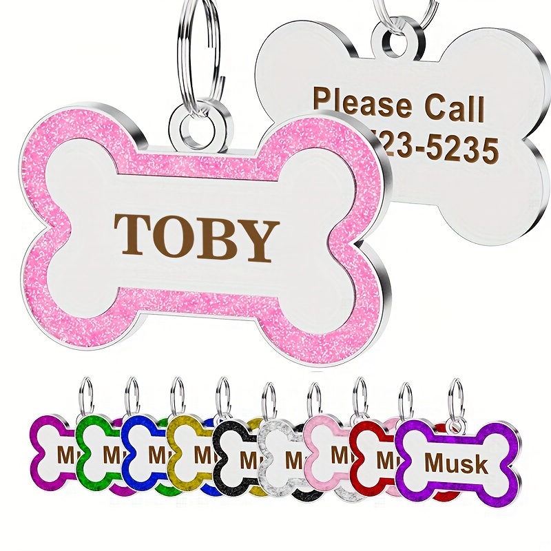 Personalized Pet Id Tags Custom Dog Name Bone Shape Pendant Temu Canada