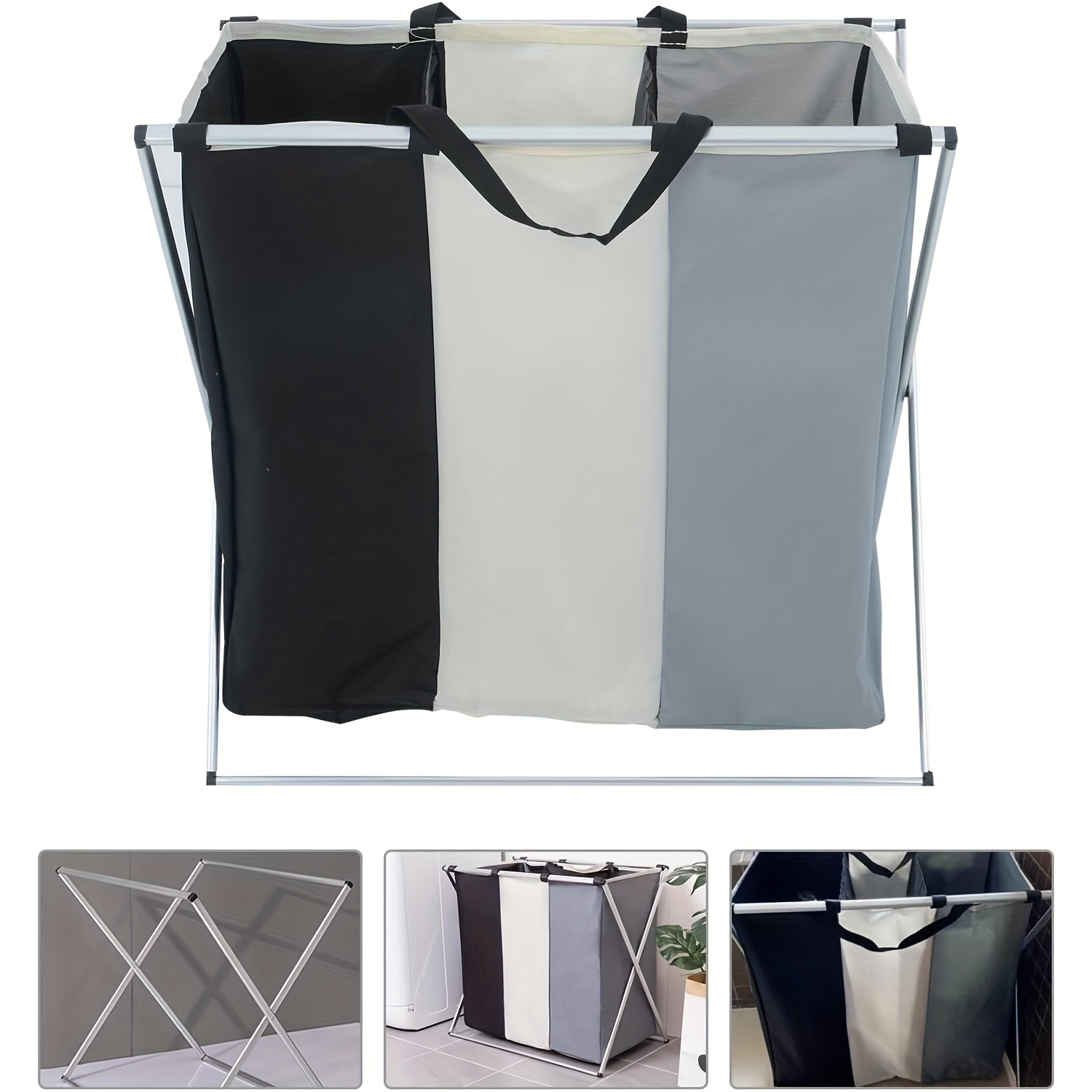 

Laundry Basket With 3 Compartments Narrow 155l Laundry Bag - Laundry Sorter Laundry Laundry Collector, Foldable Laundry Chest Laundry Basket Collector Laundry Baskets