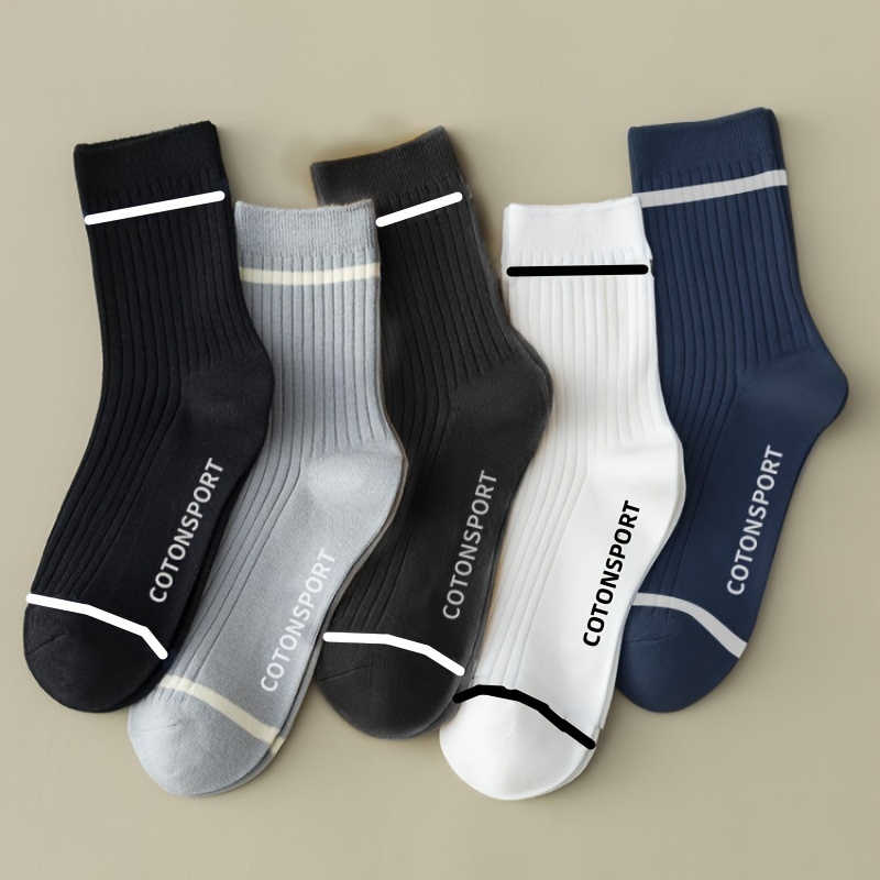 TEMU 5pairs Men's -friendly Simple Anklets Socks, Sports Socks For Autumn Winter