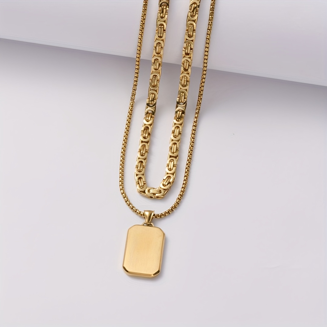 Men's Handcrafted Link-Style Emperor Necklace Set, 3 Pieces