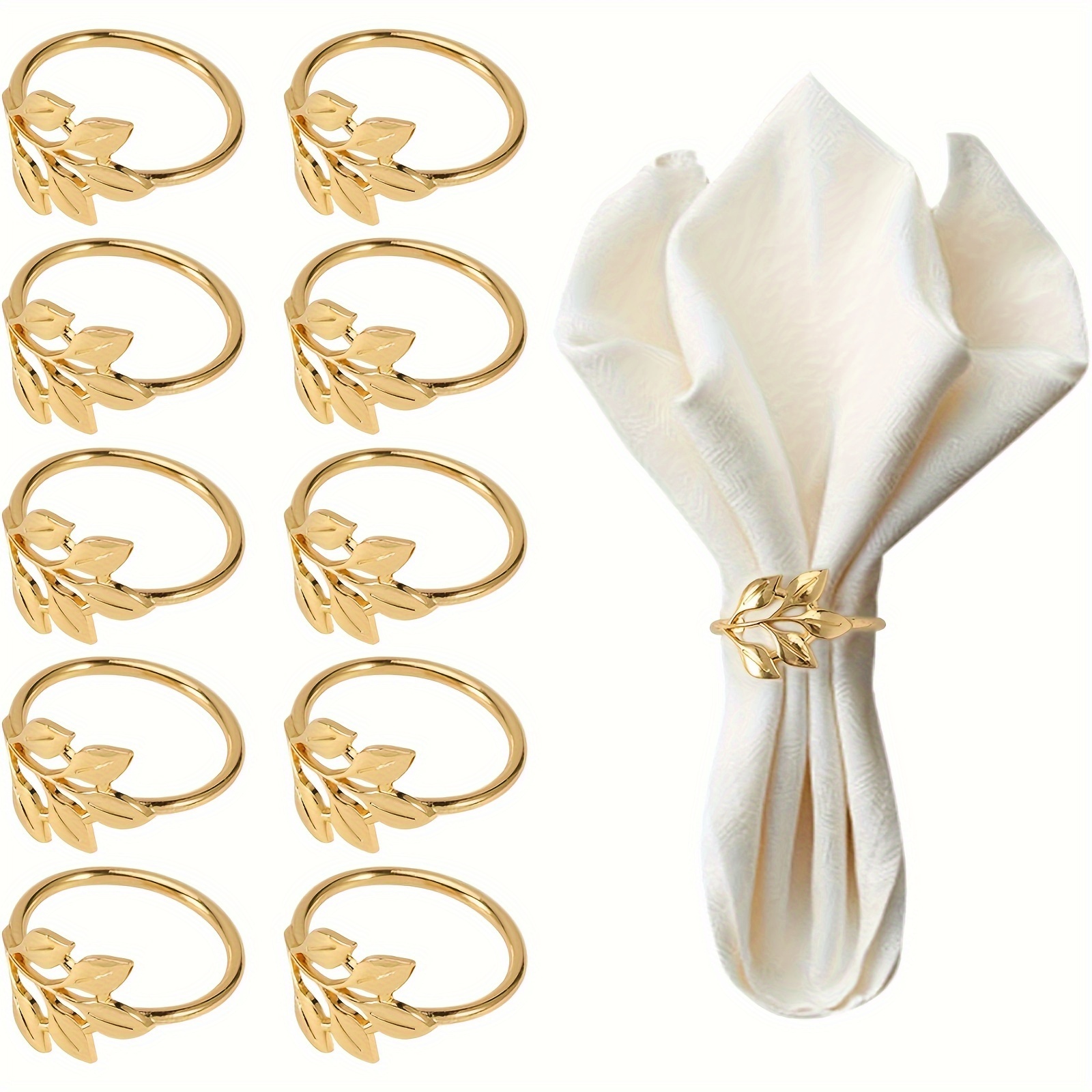 

10pcs Golden Napkin Rings - Alloy, Fold And Temperature Resistant, Cold Resistant, Smooth , Easy To Clean, Reusable, Suitable For Weddings, Parties, Festivals, Table Decorations And