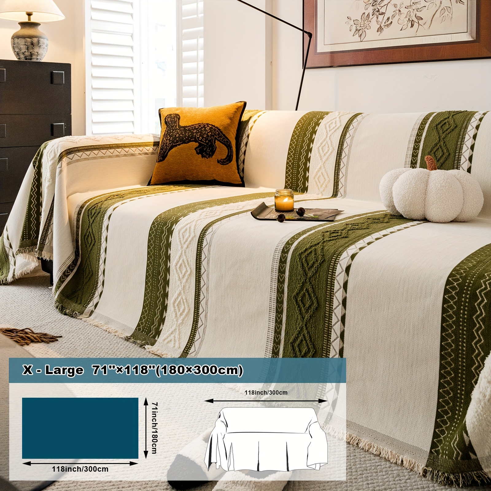 Wilderness Chenille & Faux Fur Blend Sofa Throw, Bohemian Style
