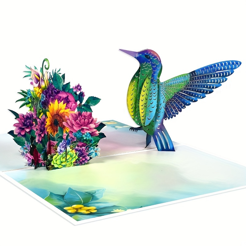 

1pc, 3d Hummingbird Pop Up Card, Popup Greeting Cards For Mom, Dad Wife Friends Colleague, Birthday Mothers Day Fathers Day Anniversary Thank You Greeting Card, All Occasions